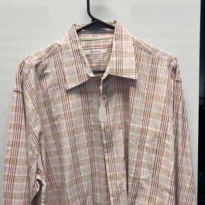 Alan Flusser Red and Cream Checkered Shirt